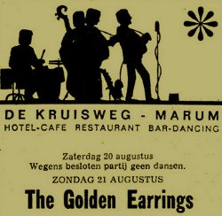 The Golden Earrings show announcement August 21 1966 Marum - Bar Dancing de Kruisweg